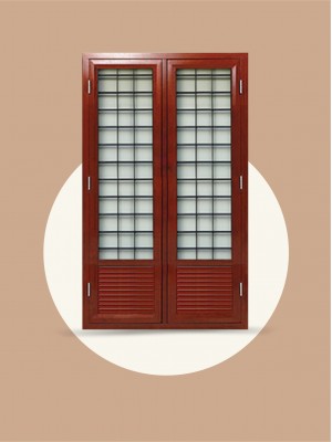 Architectural French Window Single Shutter Double Partition Louver